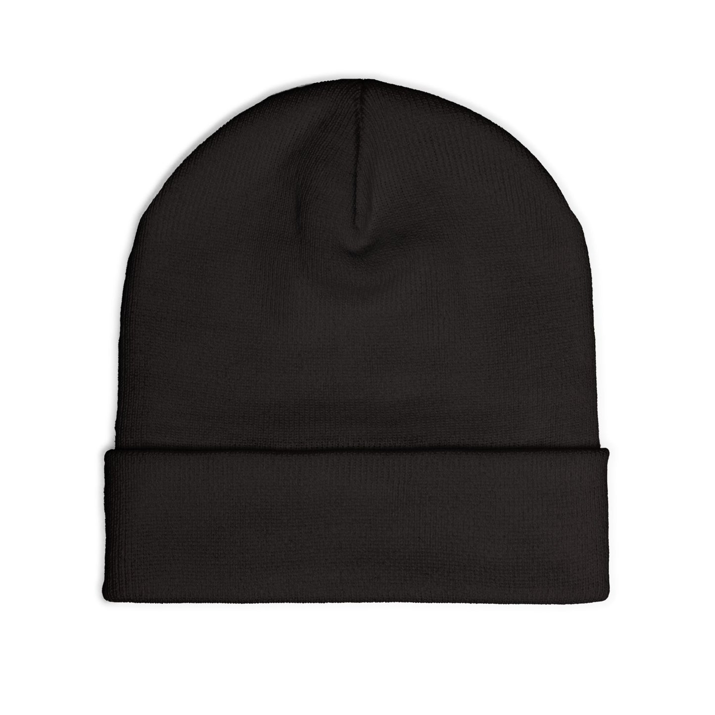 ISSA Embroidered Knit Beanie — Black Cuffed Winter Hat
