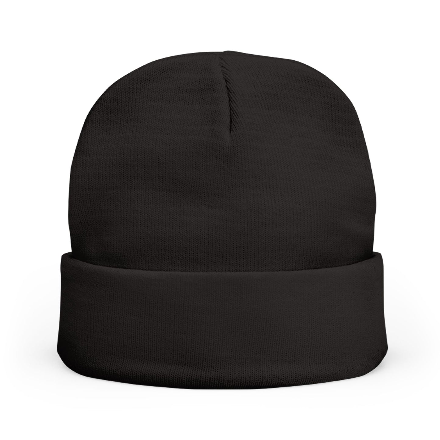 ISSA Embroidered Knit Beanie — Black Cuffed Winter Hat